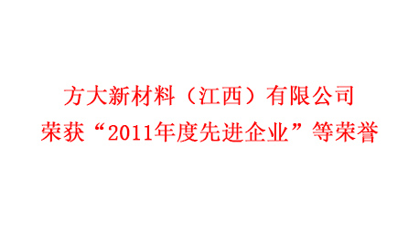 ag尊龙凯时·中国官方网站新材料（江西）有限公司荣获“2011年度先进企业”等荣誉